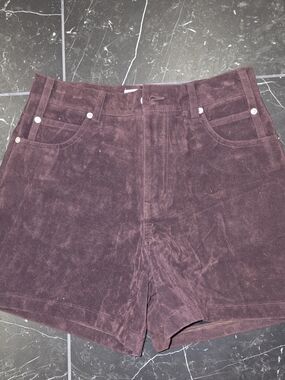 High-Waist Velvet Shorts in Plum